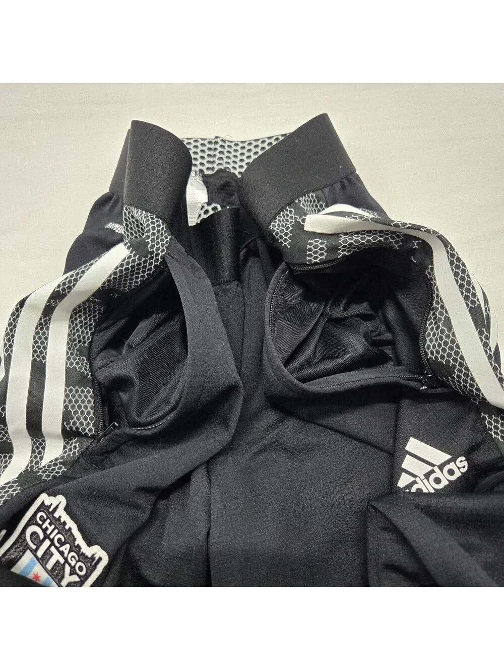 EUC Men's MEDIUM Adidas Chicago City Soccer Club Track Pants Black Logo Patch